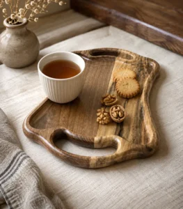 سینی پذیرایی چوبی مدل رستا ماسون از چوب گردو