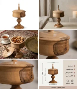 ابعاد و کاتالوگ ظرف چوبی ماسون