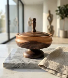 ظرف شکلات خوری چوبی پایهدار مدل دینا در دکوراسیون لوکس