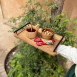 سینی دسته فلزی چوب گردو