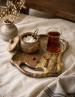 سینی پذیرایی چوبی مدل رستا ماسون از چوب گردو